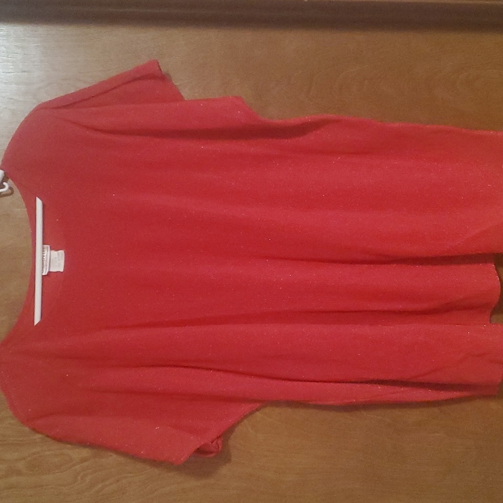 Vintage Red Glittery Short Sleeve Blouse 22W